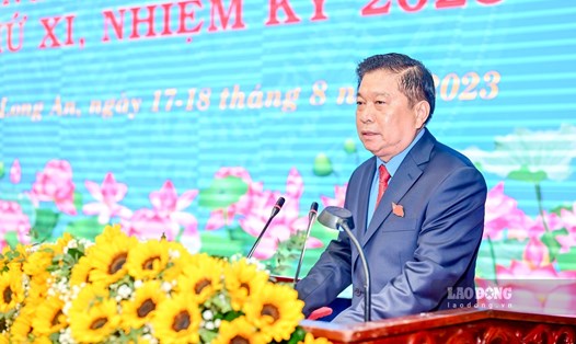 Ông Nguyễn Văn Quí tái đắc cử Chủ tịch LĐLĐ tỉnh Long An khóa XI, nhiệm kỳ 2023-2028. Ảnh: Đạt Phan