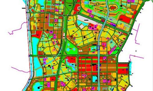 Bản đồ quy hoạch phân khu đô thị H2-1 ở quận Cầu Giấy. Ảnh: UBND TP Hà Nội