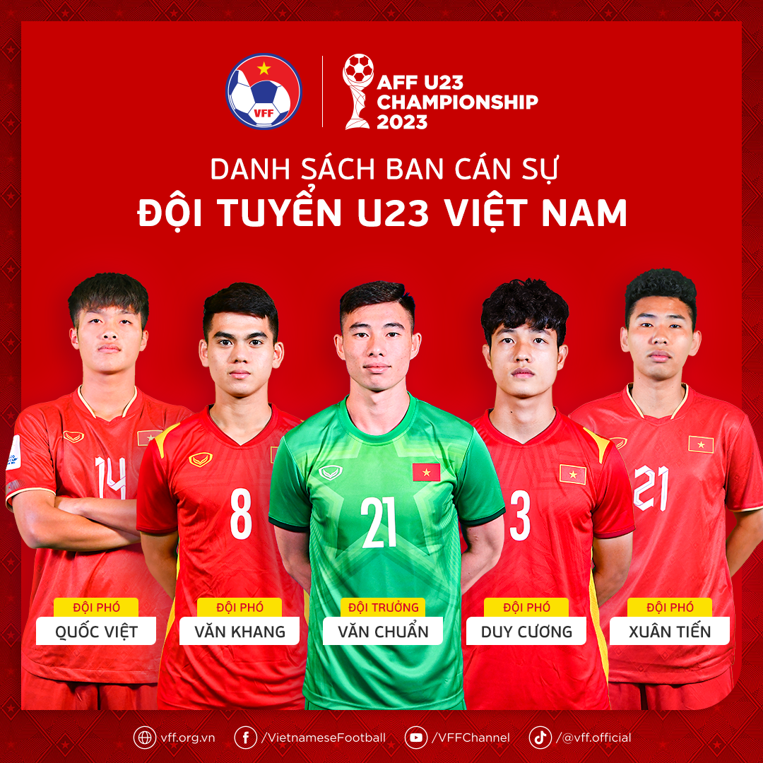 Ban cán sự U23 Việt Nam. Ảnh: VFF
