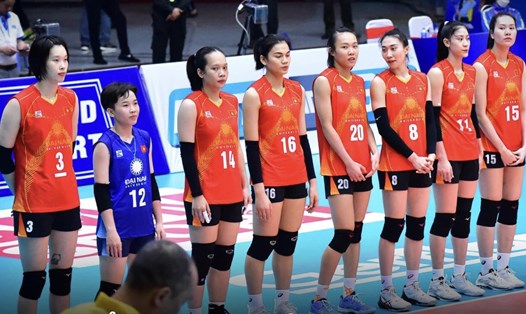 Đội tuyển bóng chuyền nữ Việt Nam tại Giải bóng chuyền nữ Quốc tế VTV Cup Ferroli 2023. Ảnh: VFV