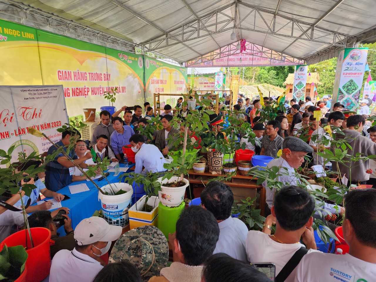 Lễ hội Sâm Ngọc Linh tại huyện Nam Trà My, Quảng Nam thu hút đông đảo du khách tham gia. Ảnh Hoàng Bin