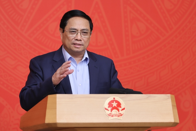 Thủ tướng Phạm Minh Chính phát biểu kết luận hội nghị. Ảnh: VGP