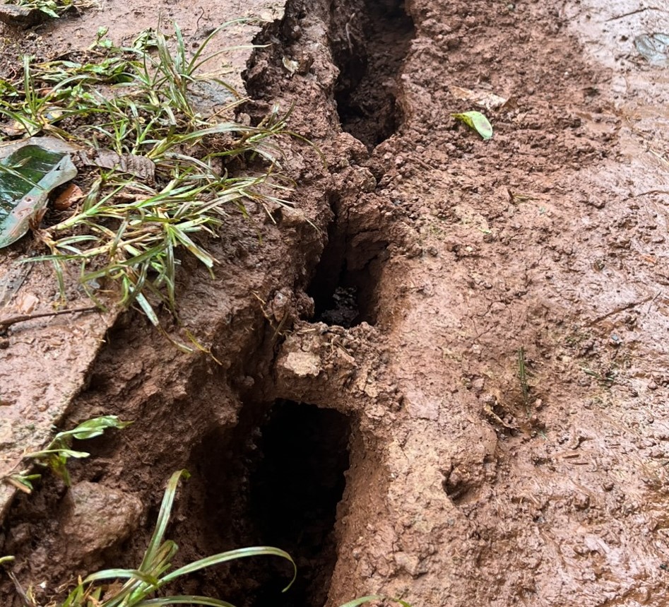 Vết nứt đất bất thường trên địa bàn xã Quảng Trực (Ảnh người dân cung cấp)
