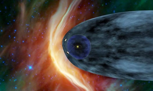 Hình minh họa tàu Voyager 1 và 2 sắp rời khỏi nhật quyển, ranh giới ngăn cách hệ mặt trời của chúng ta với không gian giữa các vì sao. Ảnh: NASA/JPL