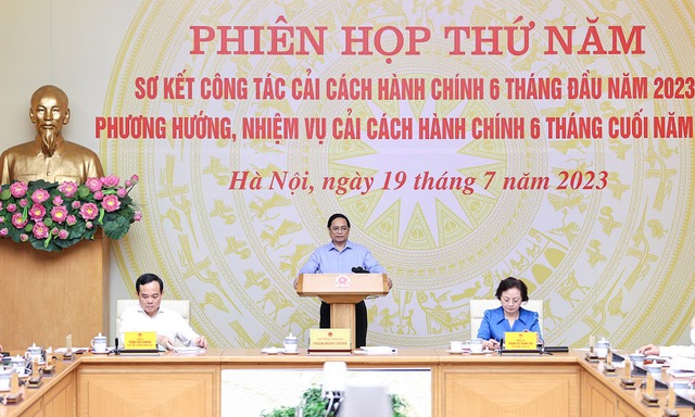 Thủ tướng Phạm Minh Chính chủ trì phiên họp thứ 5 của Ban Chỉ đạo cải cách hành chính của Chính phủ. Ảnh: VGP