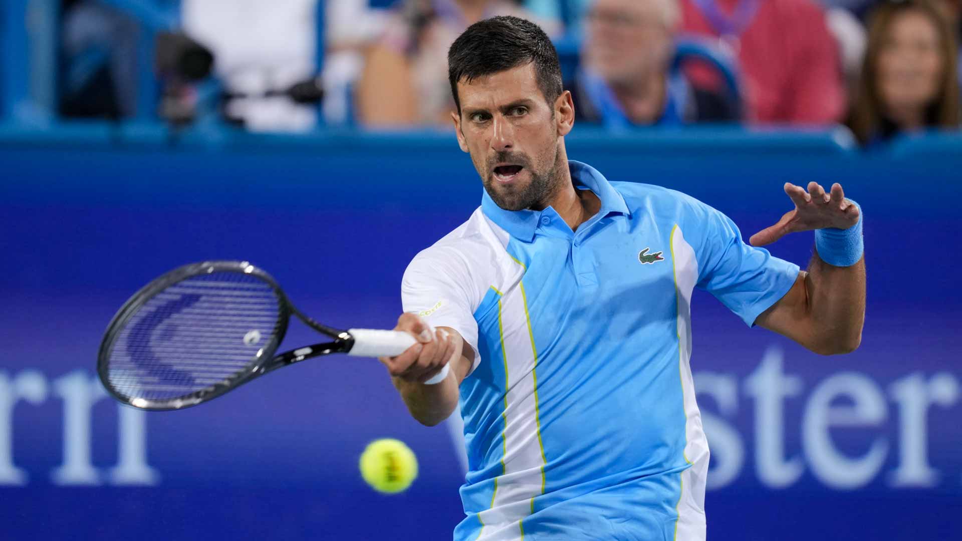 Novak Djokovic vẫn rất bản lĩnh để loại Alexander Zverev ở bán kết Cincinnati Open 2023. Ảnh: ATP Tour