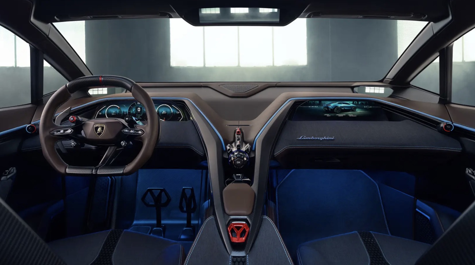 Bảng điều khiển trung tâm hình chữ Y của Lamborghini Lanzador. Ảnh: Lamborghini