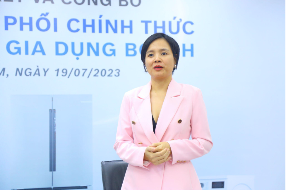Bà Becky Võ - Tổng Giám đốc BSH Việt Nam chia sẻ mong muốn mang đến giá trị thiết thực cho người tiêu dùng Việt. Nguồn ảnh: Bosch