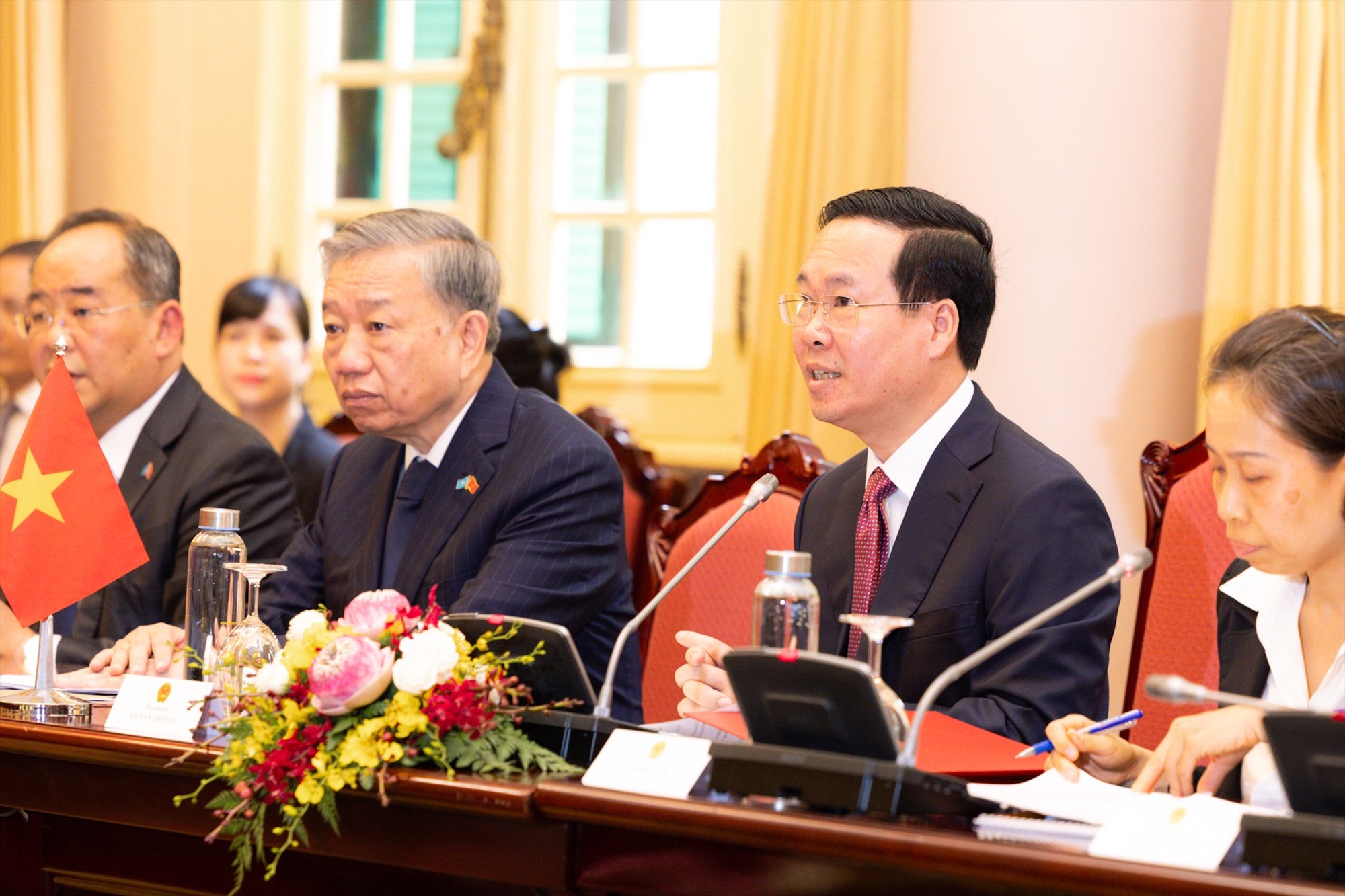 Chủ tịch nước Võ Văn Thưởng phát biểu tại hội đàm. Ảnh: Hải Nguyễn