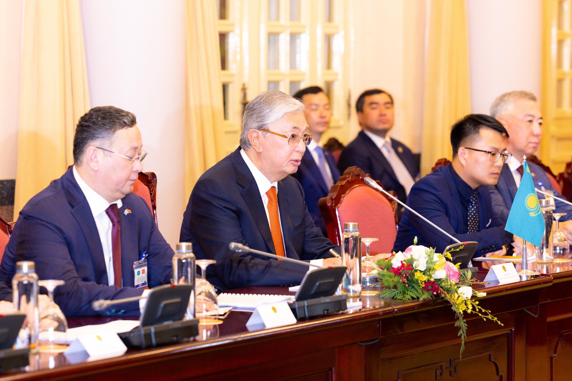 Tổng thống Kazakhstan Kassym-Jomart Tokayev phát biểu tại hội đàm. Ảnh: Hải Nguyễn