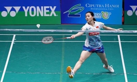 Tay vợt Nguyễn Thuỳ Linh tại giải cầu lông quốc tế Canada mở rộng 2023. Ảnh: VBF