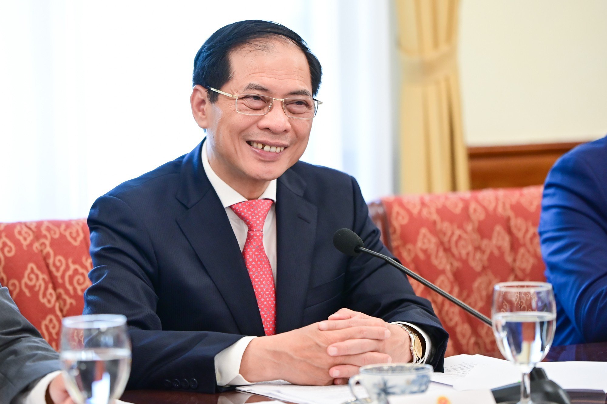 Bộ trưởng Ngoại giao Bùi Thanh Sơn phát biểu tại hội đàm. Ảnh: Hải Nguyễn