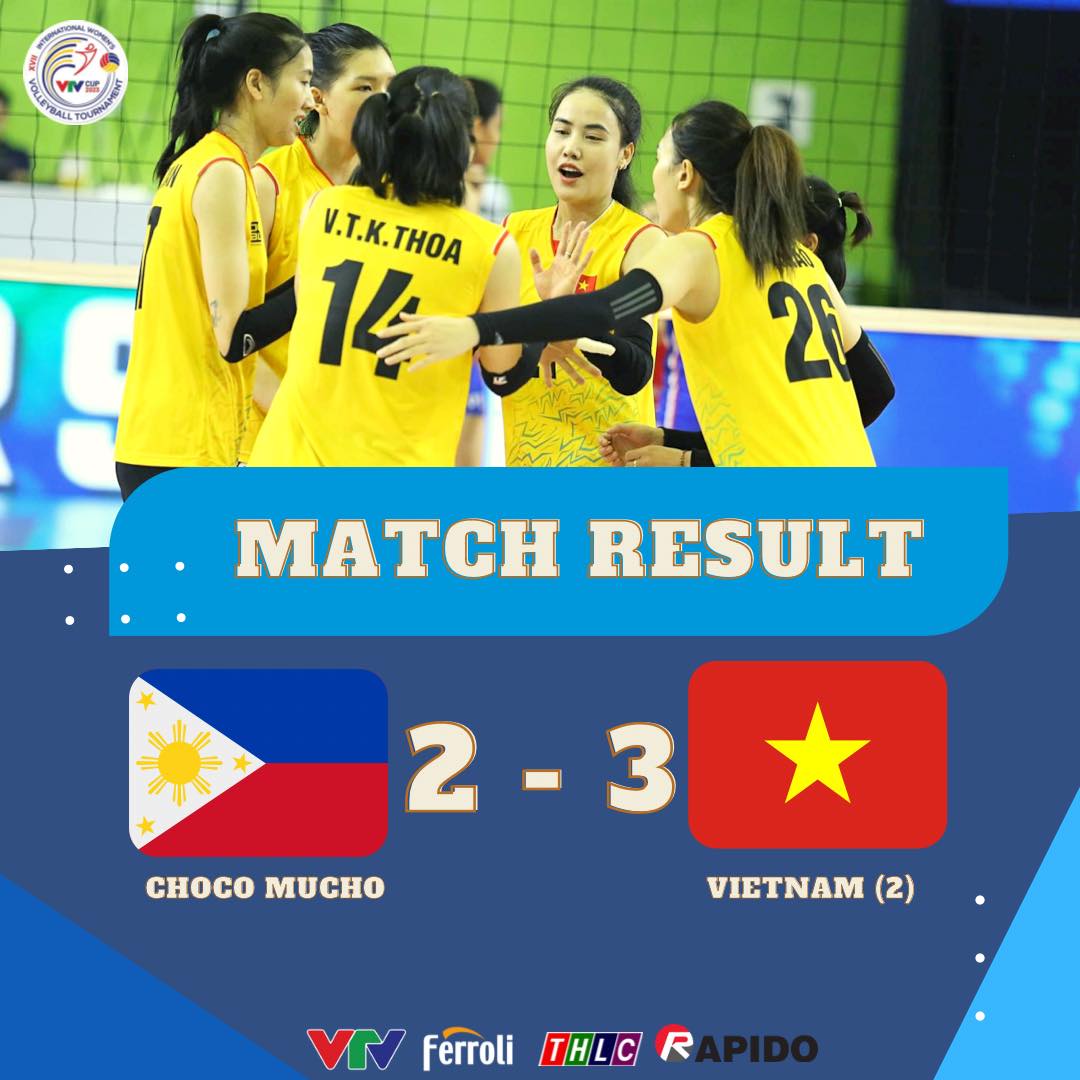 Đội Việt Nam thắng 3-2 trước Choco Mucho (Philippines). Ảnh: VTV Cup