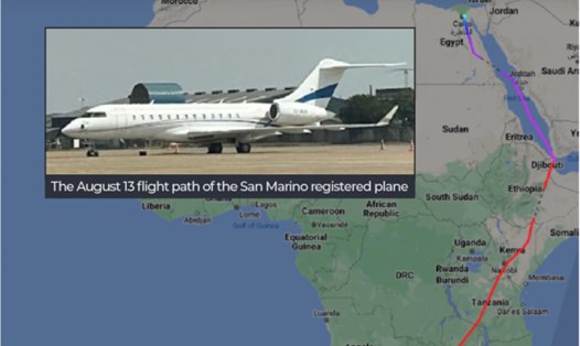 Chiếc máy bay bí ẩn chở vàng giả từ Ai Cập sang Zambia. Ảnh chụp màn hình