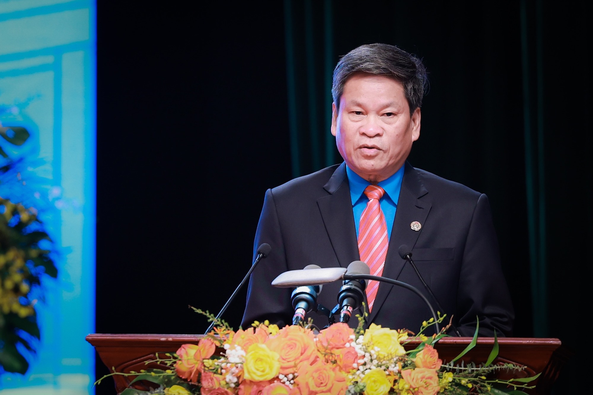 Ông Huỳnh Thanh Xuân – Phó Chủ tịch Tổng Liên đoàn Lao động Việt Nam phát biểu tại Đại hội. Ảnh: Hải Nguyễn
