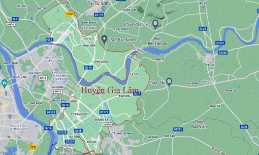 Địa giới hành chính huyện Gia Lâm. Google Map
