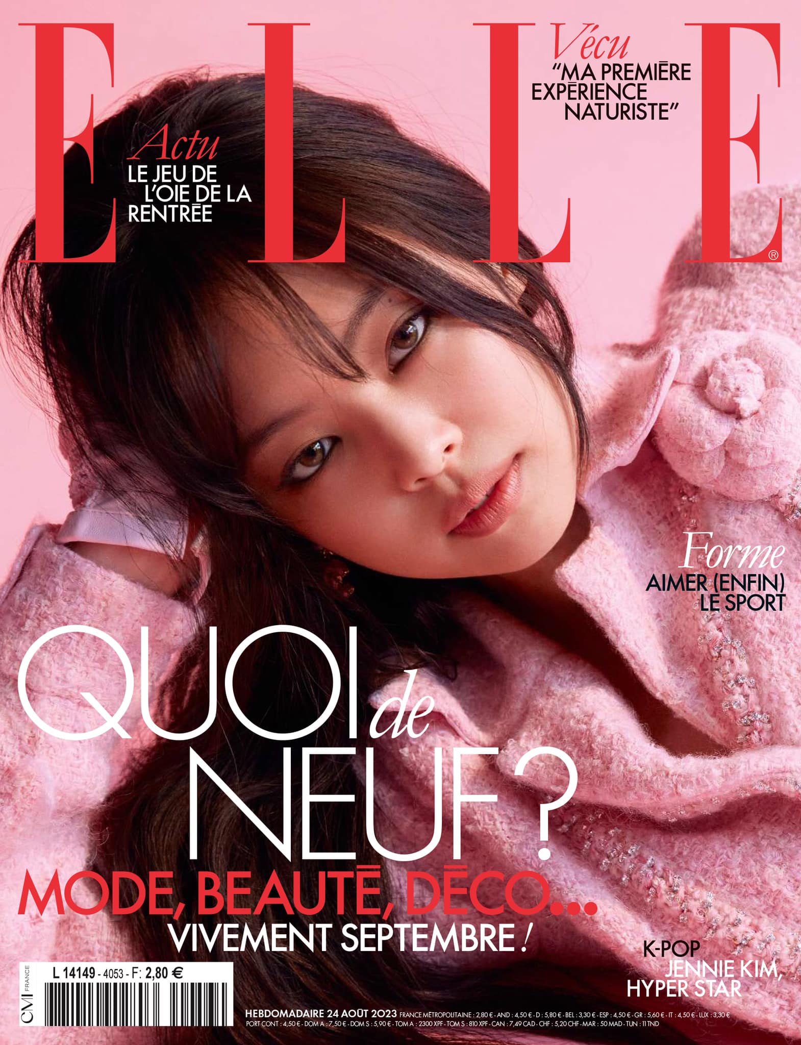 Jennie lên trang bìa tạp chí Elle Pháp số tháng 9. Ảnh: Elle