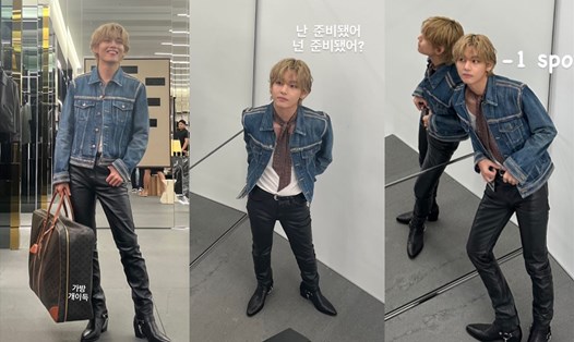 Phong cách của V BTS tại sứ kiện Celine ở Nhật Bản. Ảnh: Instagram V