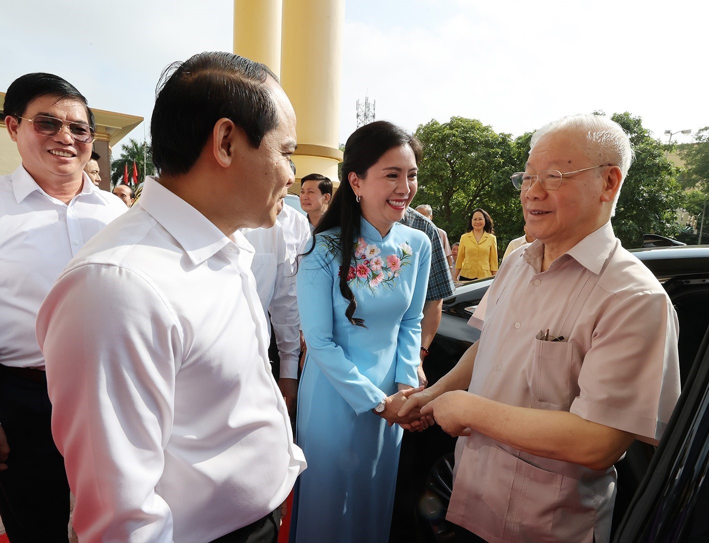 Tổng Bí thư Nguyễn Phú Trọng cùng các đại biểu tại buổi làm việc. Ảnh: TTXVN