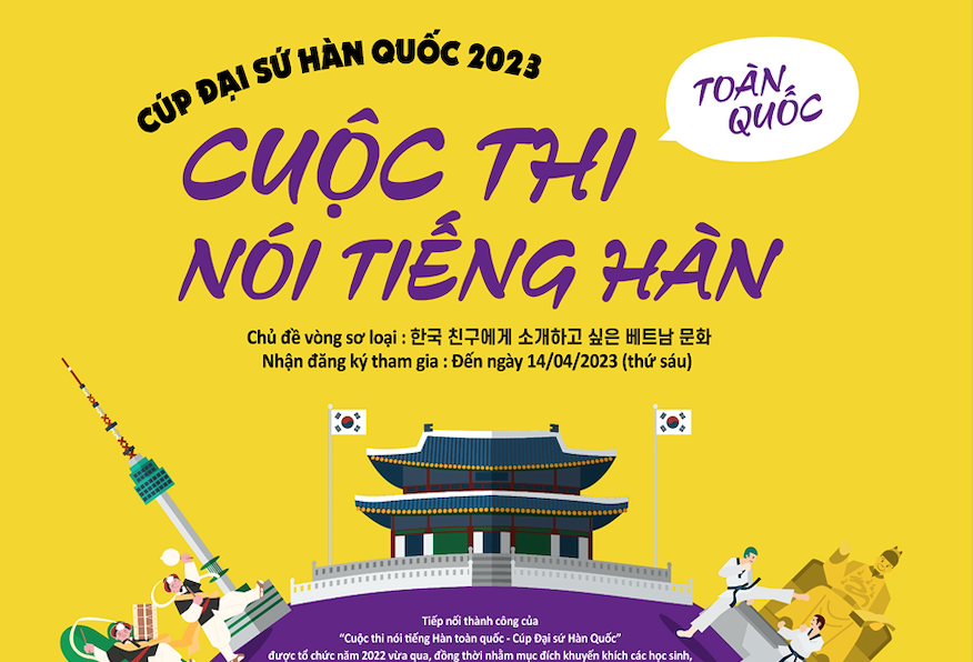 Poster "Cuộc thi nói tiếng Hàn toàn quốc - Cúp Đại sứ Hàn Quốc 2023"