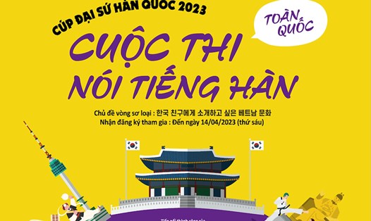 Poster "Cuộc thi nói tiếng Hàn toàn quốc - Cúp Đại sứ Hàn Quốc 2023"