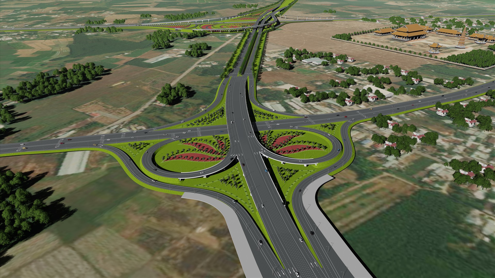 Phối cảnh tuyến số 1 kết nối giao thông từ sân bay Long Thành đến khu vực TP Hồ Chí Minh và các tỉnh phía Tây của sân bay. Ảnh: Hà Anh Chiến chụp lại