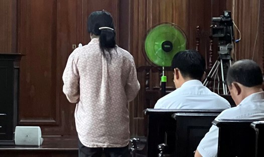 Bị cáo Đoàn Minh Hà đứng trước tòa. Ảnh: Anh Tú