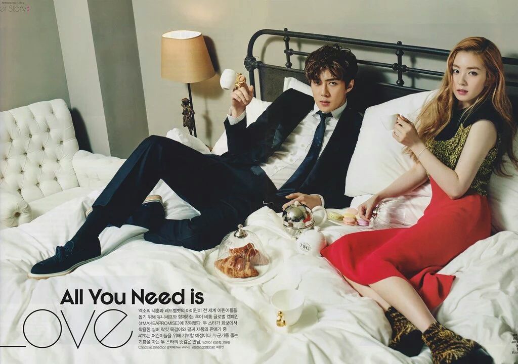 Bộ ảnh đôi của Sehun và Irene 7 năm trước. Ảnh: