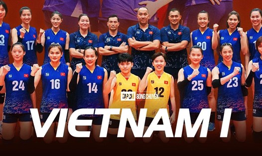 Đội tuyển bóng chuyền Việt Nam 1 vô địch giải VTV Cup 2023. Ảnh: VFV