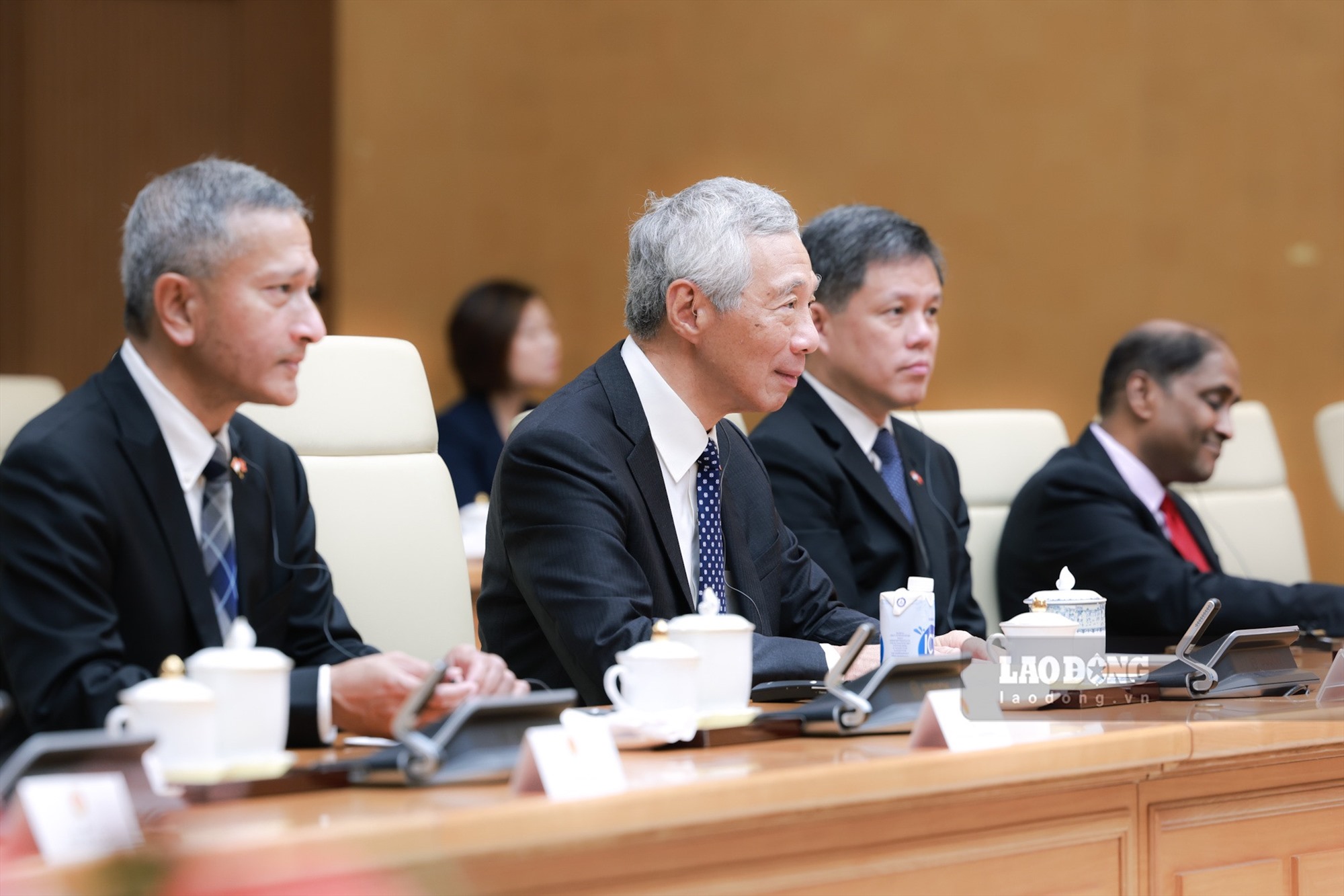 Thủ tướng Lý Hiển Long phát biểu tại hội đàm. Ảnh: Hải Nguyễn