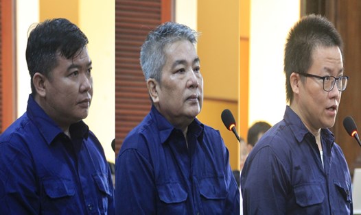 Lần lượt bị cáo Phạm Thanh Tuấn, bị cáo Lê Văn Quý,  bị cáo Phan Văn Hòa. Ảnh: Anh Tú