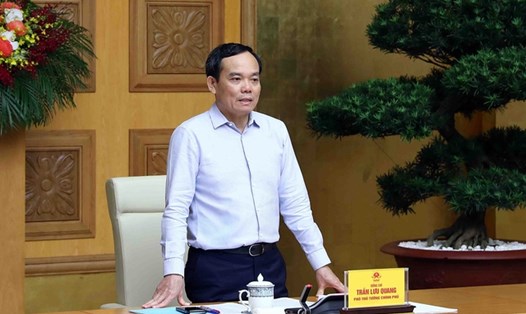 Phó Thủ tướng Trần Lưu Quang chủ trì hội nghị trực tuyến của Ban Chỉ đạo Quốc gia về chống khai thác hải sản bất hợp pháp, không khai báo và không theo quy định. Ảnh: VGP