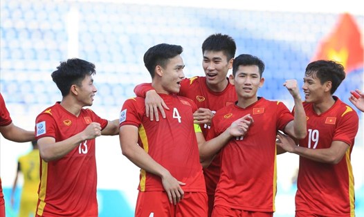 U23 Việt Nam đi đến trận tứ kết ở vòng chung kết U23 châu Á 2022. Ảnh: VFF