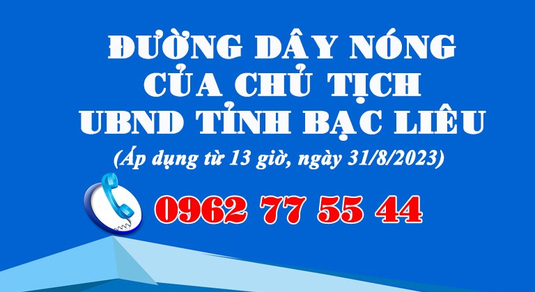 Số điện thoại đường dây nóng Chủ tịch UBND tỉnh Bạc Liêu. Ảnh: Nhật Hồ