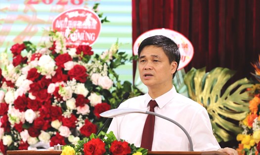 Phó Chủ tịch Tổng Liên đoàn Lao động Việt Nam Ngọ Duy Hiểu phát biểu tại Đại hội. Ảnh: Lương Hạnh