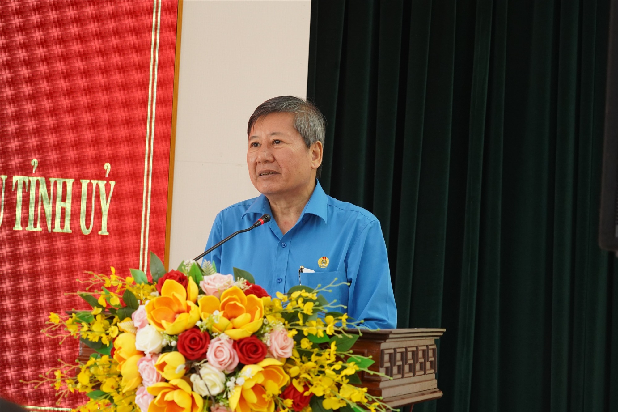Phó Chủ tịch Thường trực Tổng Liên đoàn Lao động Trần Thanh Hải phát biểu tại hội nghị. Ảnh: Nguyễn Thị Chinh 