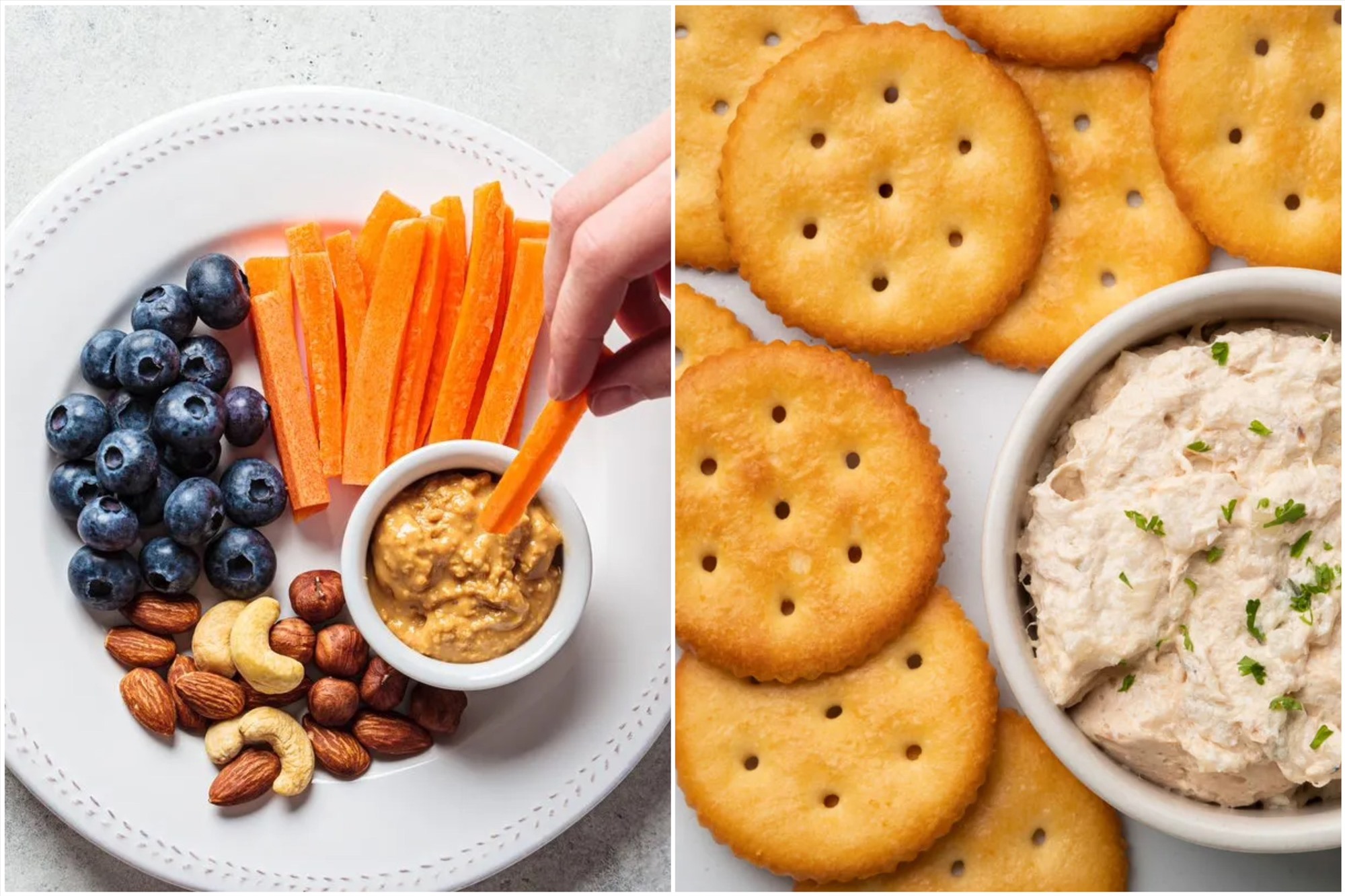 Món ăn nhẹ giúp bạn no lâu hơn và hỗ trợ giảm cân. Đồ họa: Thanh Thanh 