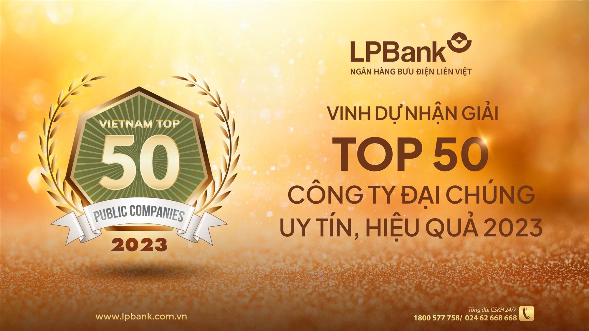 LPBank được vinh danh Top 50 Công ty Đại chúng uy tín và hiệu quả năm 2023. Ảnh LPB