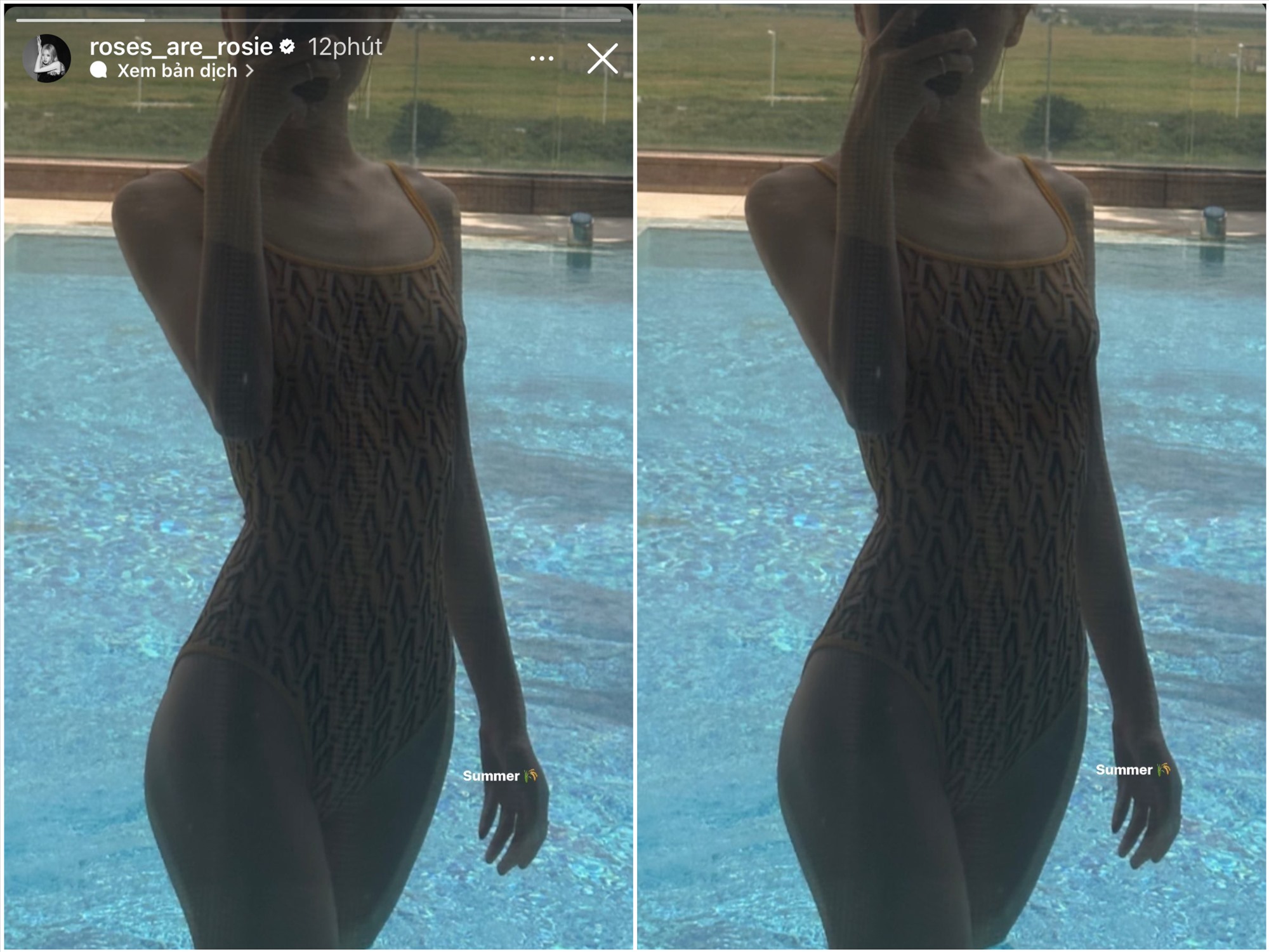 Hình ảnh diện bikini được Rosé chia sẻ trên story Instagram. Ảnh: Instagram