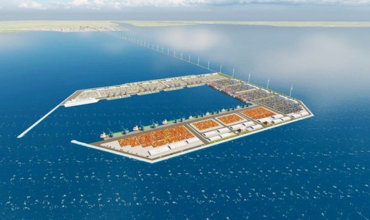 Phối cảnh Bến cảng ngoài khơi trong quy hoạch Cảng biển nước sâu Trần Đề. Ảnh: BTC hội thảo cung cấp