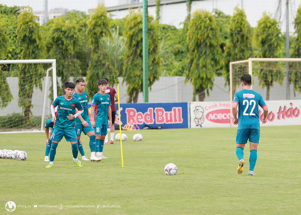 U23 Việt Nam tập luyện tích cực trước ngày sang Thái Lan dự giải U23 Đông Nam Á 2023. Ảnh: VFF