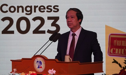 Bộ trưởng Bộ Giáo dục và Đào tạo Nguyễn Kim Sơn tại hội nghị. Ảnh: Mai Hương