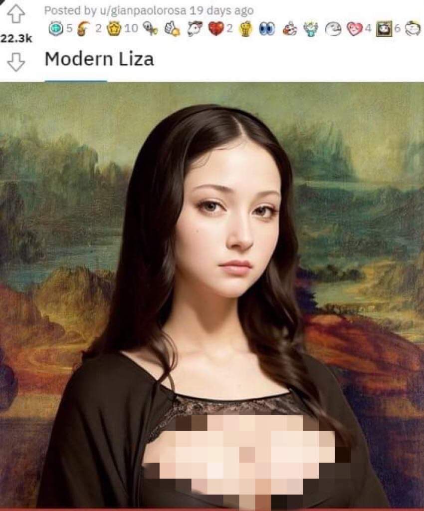 Bài đăng về Mona Lisa vẽ bằng công nghệ AI thu hút lượt tương tác cao. Ảnh: Chụp màn hình