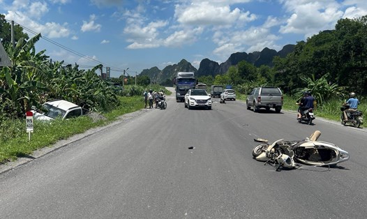 Hiện trường vụ tai nạn trên đường Hồ Chí Minh khiến 1 người phụ nữ tử vong. Ảnh: Minh Nguyễn.