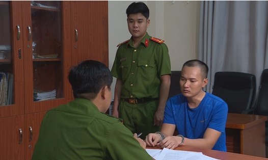 Nguyễn Văn Thương tại cơ quan công an. Ảnh: Công an

