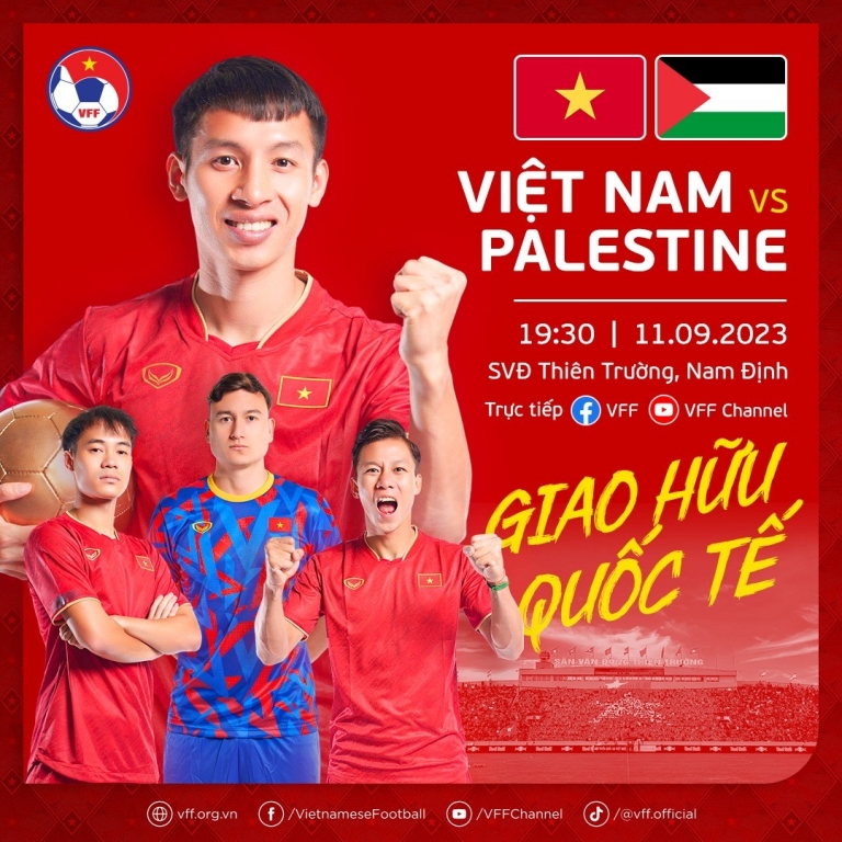 Lịch thi đấu giao hữu của đội tuyển U23 Việt Nam và U23 Palestine. Ảnh: VFF