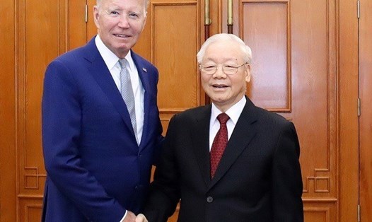 Tổng Bí thư Nguyễn Phú Trọng và Tổng thống Mỹ Joe Biden. Ảnh: Hải Nguyễn 