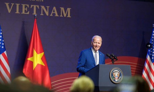 Tổng thống Mỹ Joe Biden trong cuộc họp báo tối 10.9. Ảnh: Twitter POTUS