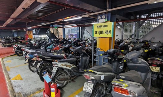 Xe máy bỏ trong bãi xe nhà ga quốc nội sân bay Tân Sơn Nhất Ảnh: Minh Quân