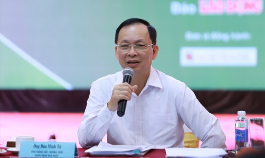 Phó Thống đốc Thường trực Ngân hàng Nhà nước Đào Minh Tú cho biết, ngành ngân hàng luôn tích cực và nỗ lực hướng đến các mục tiêu mà Chính phủ đã đặt ra trong Chiến lược quốc gia về tăng trưởng xanh. Ảnh: Tuấn Anh 